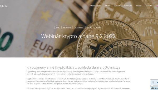 Webinár Krypto a dane